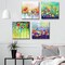 Flowers Bathroom Decor Canvas Wall Art, Colorful Floral Artwork Painting Prints Modern Pictures Framed for Bedroom Office Living Room Decorations - 12"x12"x4 panel